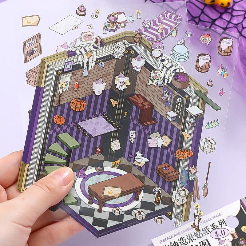 [Treasure Book Pavilion] Isometric Miniature Scene Stickers - Cozy Sticker Room