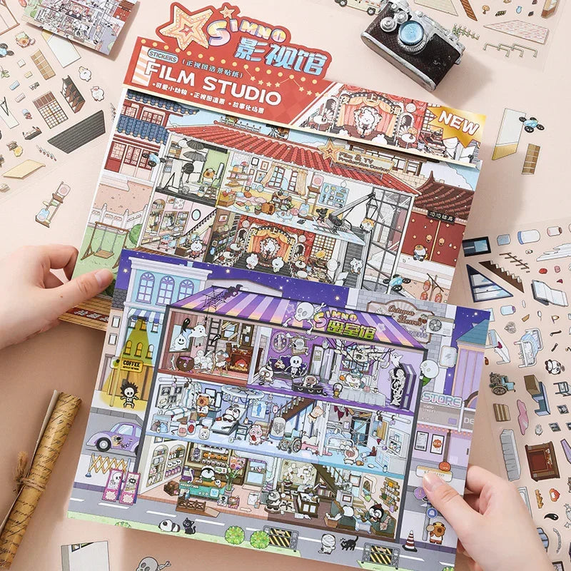 [Escape Room] Front-View XL Scene Stickers - Cozy Sticker Room