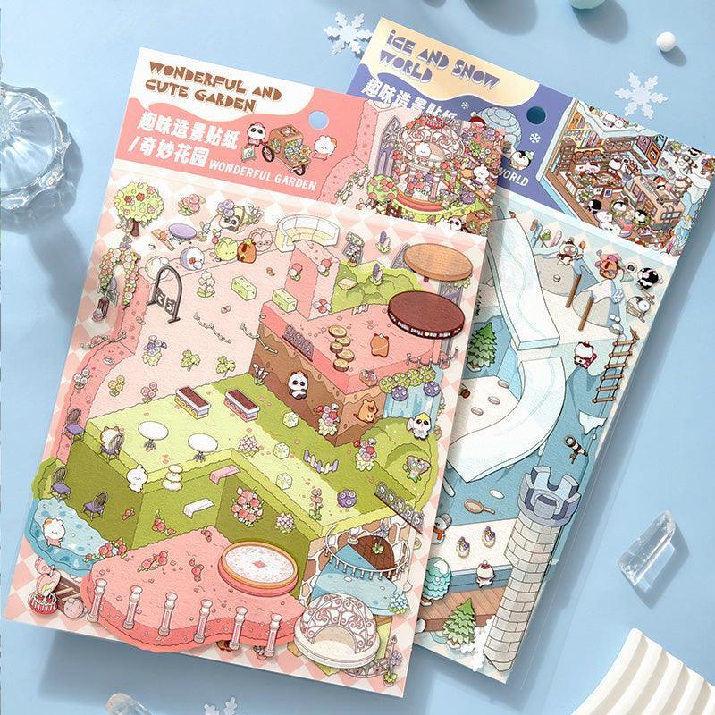 [Wonderful Garden] XL Series Isometric Scene Stickers - Cozy Sticker Room
