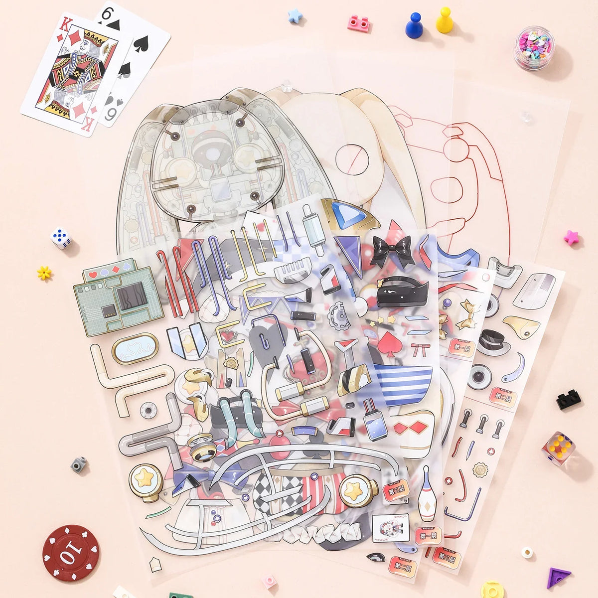 [Clown Rabbit] 3-Layer Clockwork XL Scene Stickers