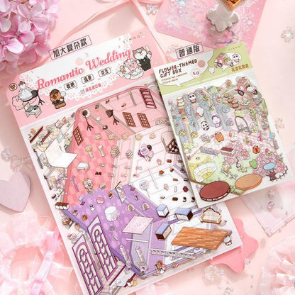 [Romantic Wedding] Interactive 2-in-1 Isometric Scene Stickers - Cozy Sticker Room