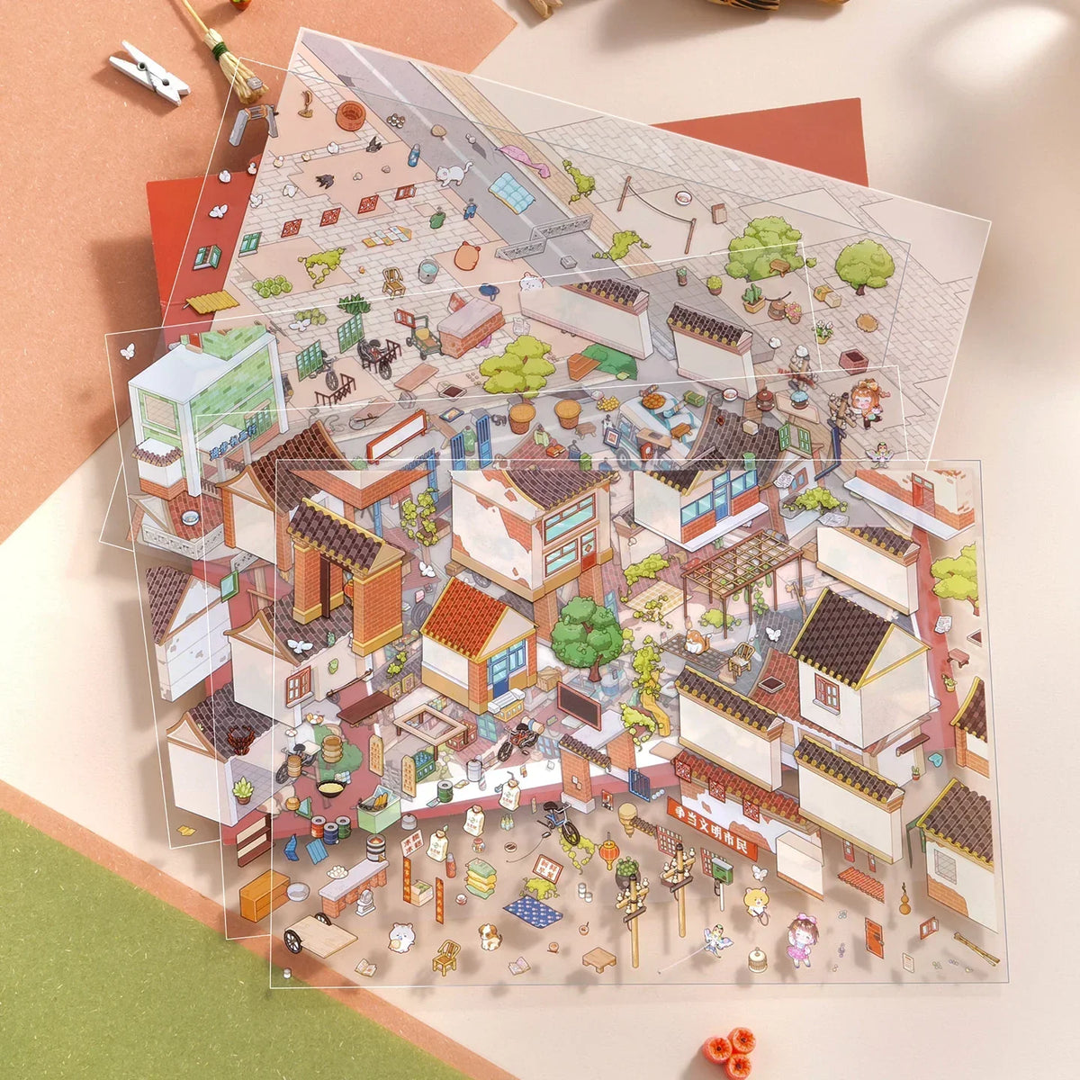 [Hutong Alley] XL Series Isometric Scene Stickers