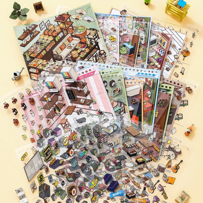 [Supermarket] 10-in-1 Immersive Scene Sticker Book
