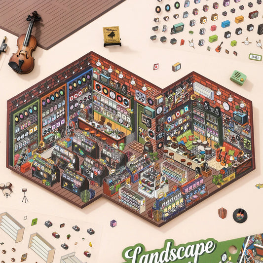 [Record Store] XL Series Isometric Scene Stickers