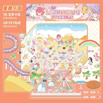 [Kiddie Wonderland] XL Series Isometric Scene Stickers - Cozy Sticker Room