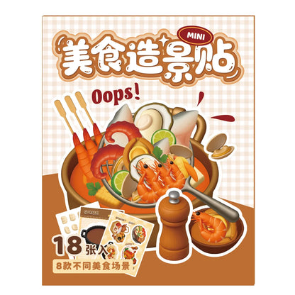 Mini Food Series - 8-in-1 Pocket Scene Sticker Book [Choose from 4 themes]