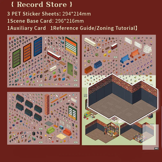 [Record Store] XL Series Isometric Scene Stickers