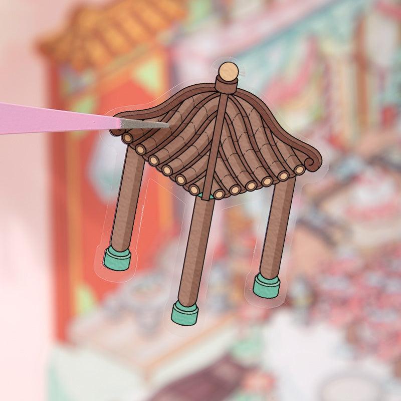 [Palace Blossoms in Snow] XL Series Isometric Scene Stickers - Cozy Sticker Room