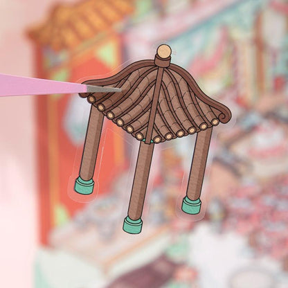 [Palace Blossoms in Snow] XL Series Isometric Scene Stickers - Cozy Sticker Room