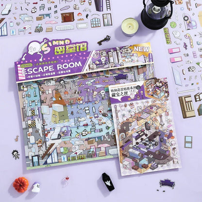 [Escape Room] Front-View XL Scene Stickers - Cozy Sticker Room