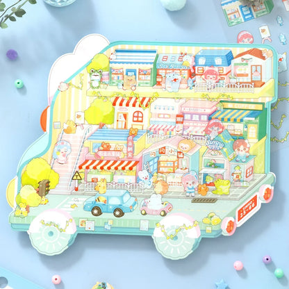 [Happy Town] XL Series Isometric Scene Stickers - Cozy Sticker Room