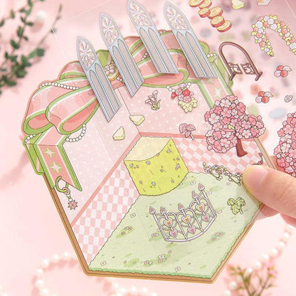 [Flower Gift Box] Isometric Miniature Scene Stickers - Cozy Sticker Room