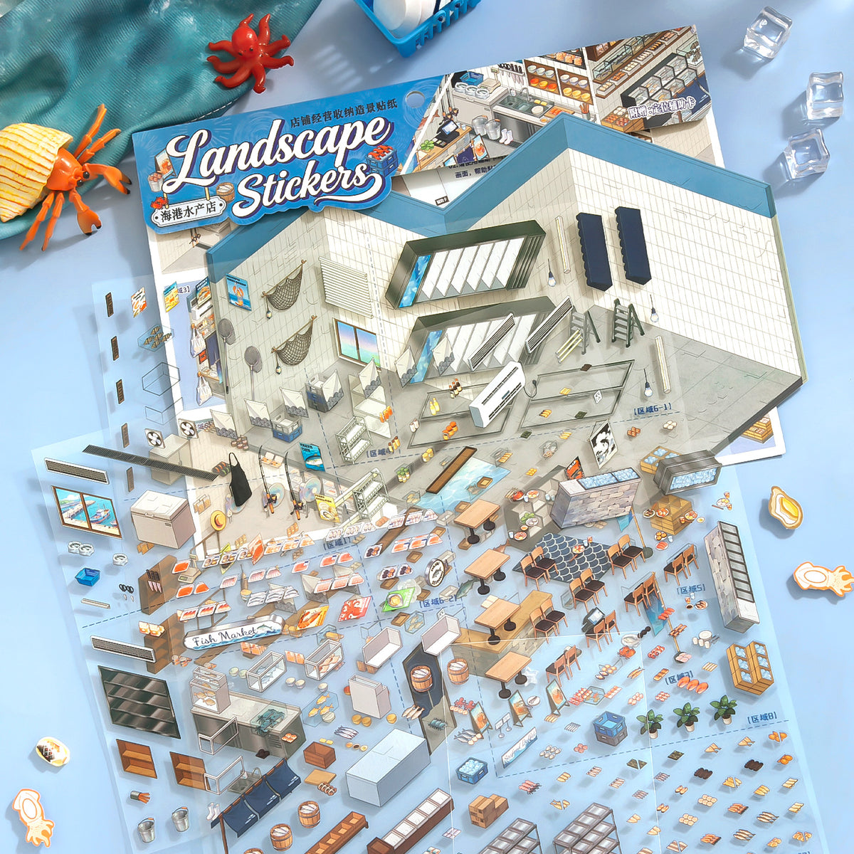 [Fish Market] XL Series Isometric Scene Stickers