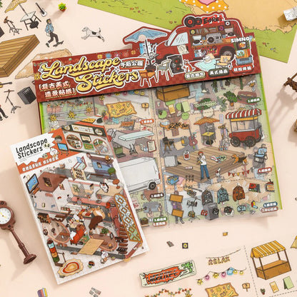 [Retro Park Market] XL Series Isometric Scene Stickers