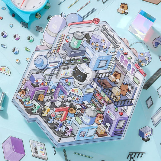 [Robot Factory] Isometric Miniature Scene Stickers - Cozy Sticker Room