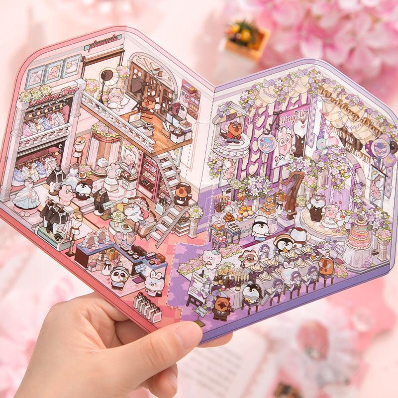 [Romantic Wedding] Interactive 2-in-1 Isometric Scene Stickers - Cozy Sticker Room