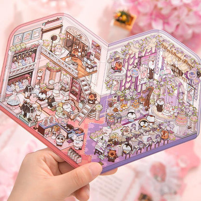 [Romantic Wedding] Interactive 2-in-1 Isometric Scene Stickers - Cozy Sticker Room