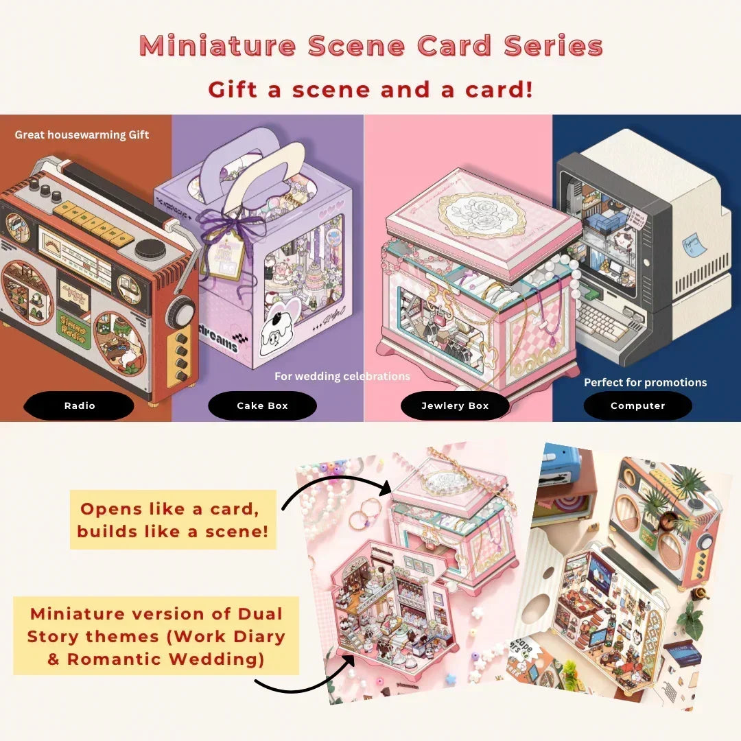 [Radio] Isometric Miniature Sticker Scene Card - Cozy Sticker Room