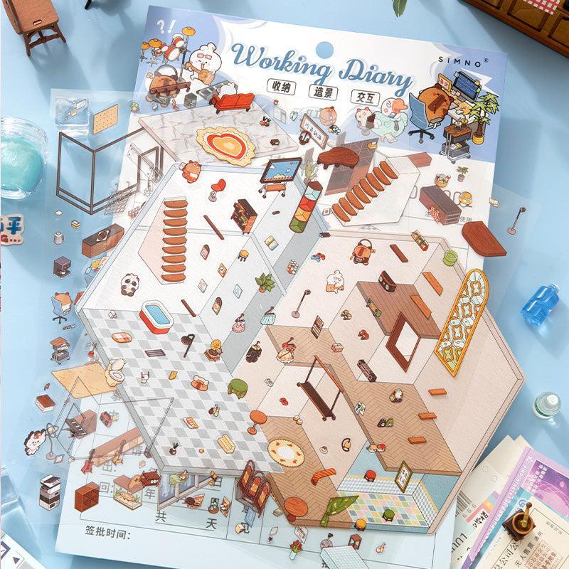 [Working Diary] Interactive 2-in-1 Isometric Scene Stickers - Cozy Sticker Room