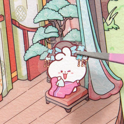 [Palace Blossoms in Snow] XL Series Isometric Scene Stickers - Cozy Sticker Room