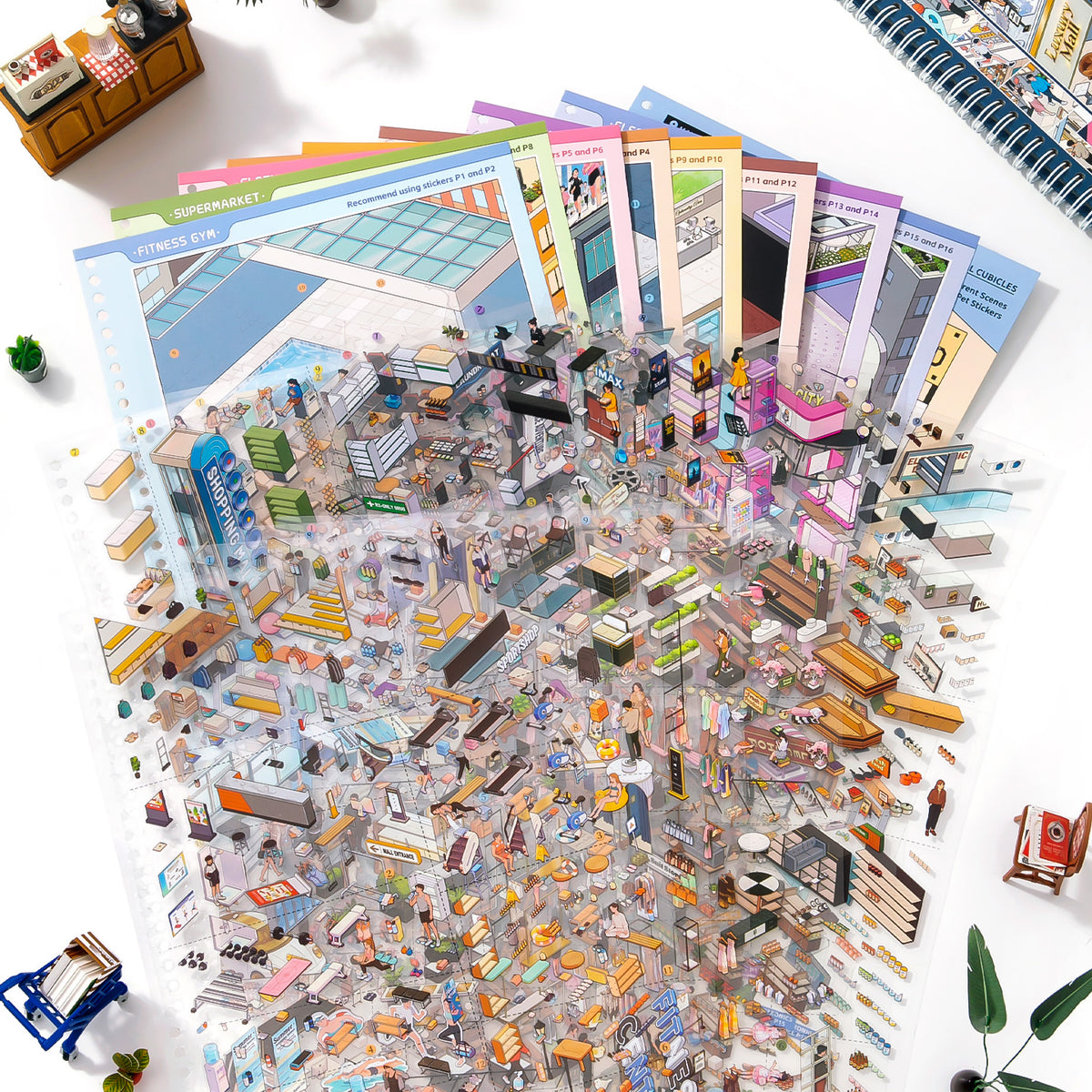 [Urban Life Circle] 8-in-1 Mall Grid Booth XL Scene Sticker Book