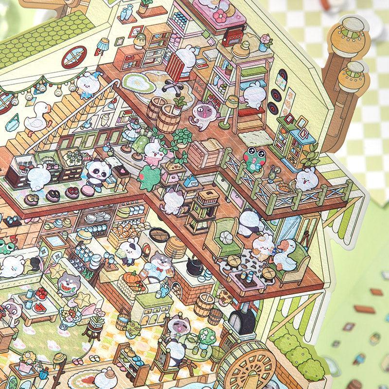 [Moving Castle] XL Series Isometric Scene Stickers - Cozy Sticker Room