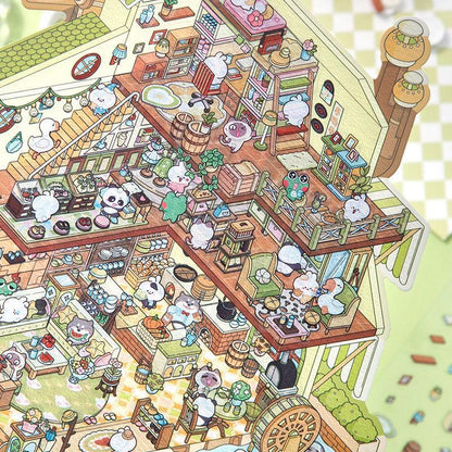 [Moving Castle] XL Series Isometric Scene Stickers - Cozy Sticker Room