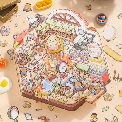 [Chicken and Egg Factory] Isometric Miniature Scene Stickers - Cozy Sticker Room