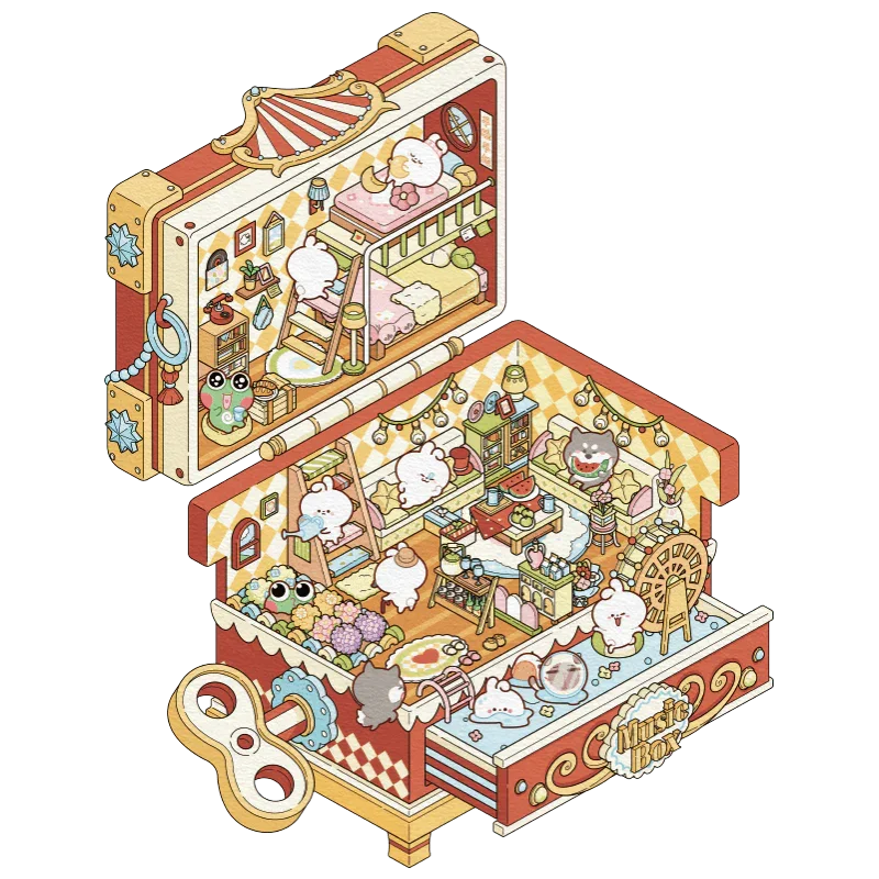 [Suitcase Paradise] Isometric Miniature Scene Stickers - Cozy Sticker Room
