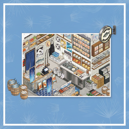 [Fish Market] XL Series Isometric Scene Stickers