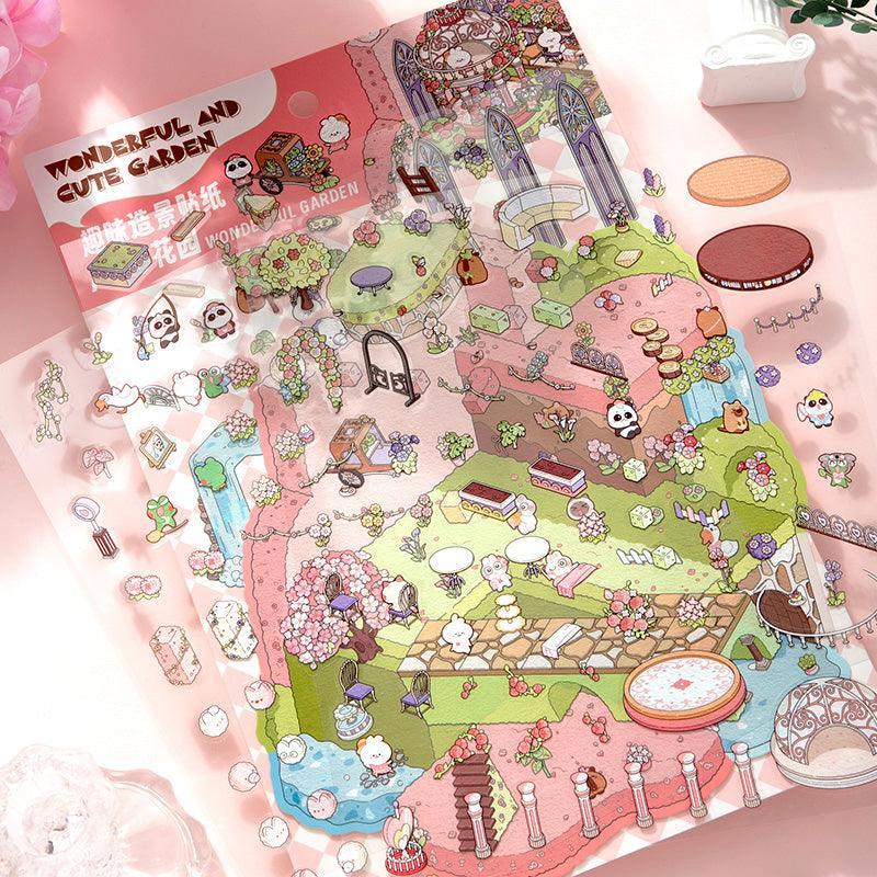 [Wonderful Garden] XL Series Isometric Scene Stickers - Cozy Sticker Room