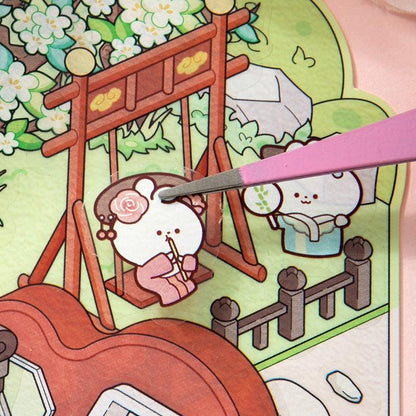 [Palace Blossoms in Snow] XL Series Isometric Scene Stickers - Cozy Sticker Room