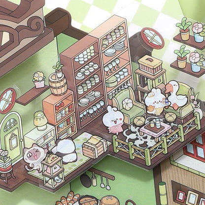 [Magic Cabinet] Isometric Miniature Scene Stickers - Cozy Sticker Room