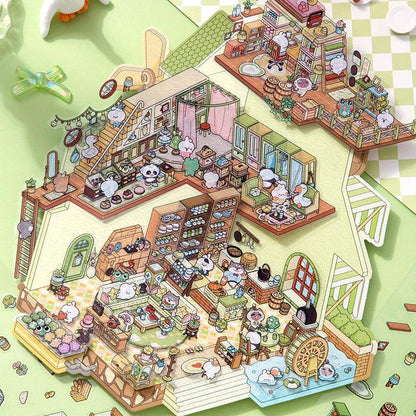 [Moving Castle] XL Series Isometric Scene Stickers - Cozy Sticker Room