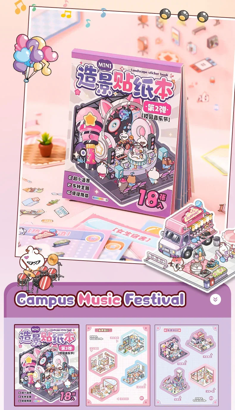 8-in-1 Pocket Scene Sticker Book [Choose from 4 themes]