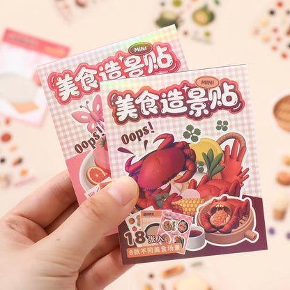 Mini Food Series - 8-in-1 Pocket Scene Sticker Book [Choose from 4 themes]