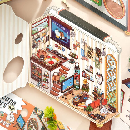 [Radio] Isometric Miniature Sticker Scene Card - Cozy Sticker Room