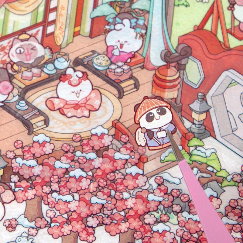 [Palace Blossoms in Snow] XL Series Isometric Scene Stickers - Cozy Sticker Room