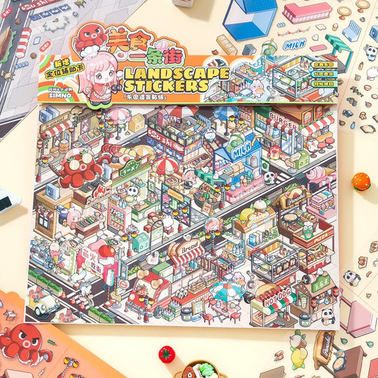 [Street Food Alley] XL Series Isometric Scene Stickers