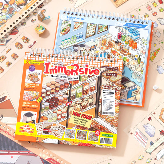 [Small Town Market] 10-in-1 Immersive Scene Sticker Book