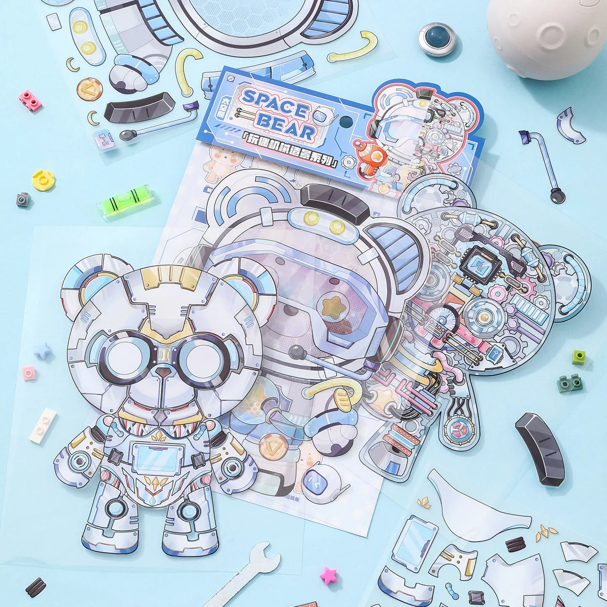[Space Bear] 3-Layer Clockwork XL Scene Stickers