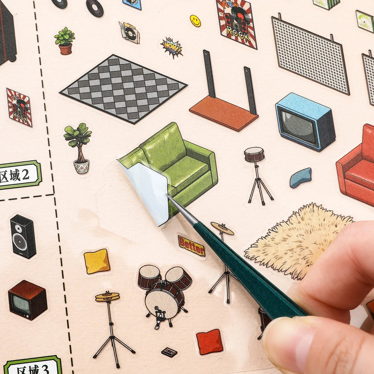 [Record Store] XL Series Isometric Scene Stickers