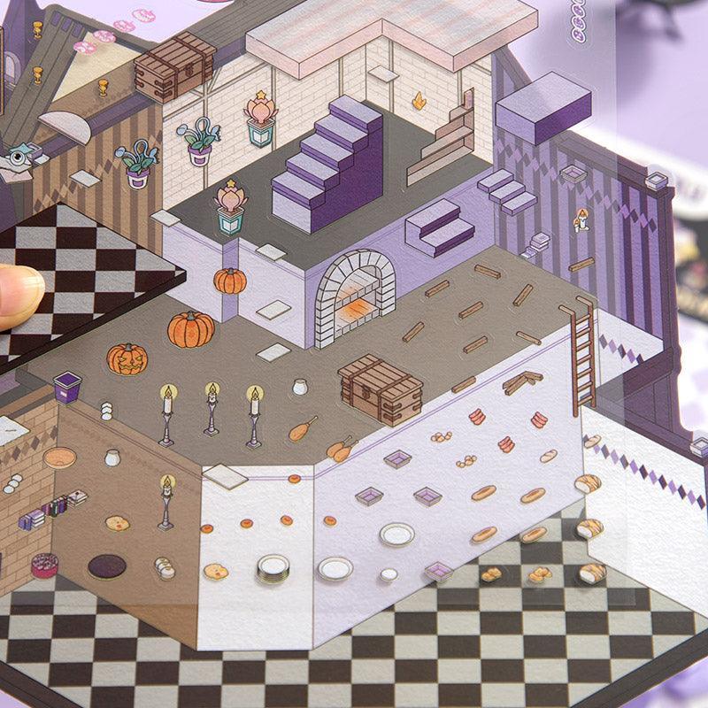 [Magic Academy] XL Series Isometric Scene Stickers - Cozy Sticker Room