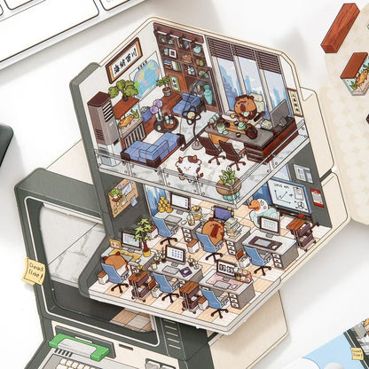 [Computer] Isometric Miniature Sticker Scene Card - Cozy Sticker Room