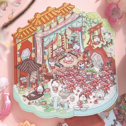 [Palace Blossoms in Snow] XL Series Isometric Scene Stickers - Cozy Sticker Room