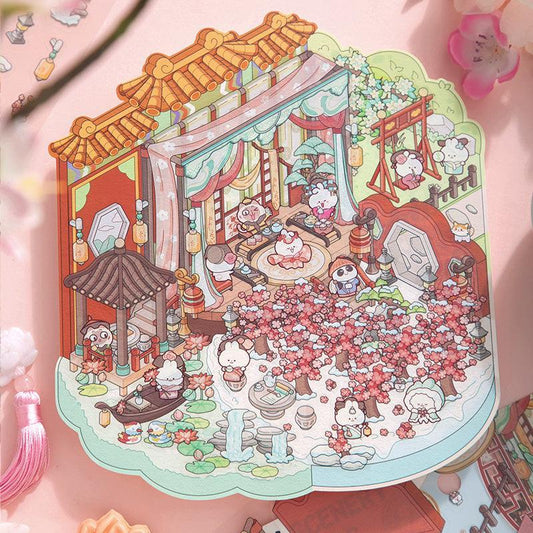 [Palace Blossoms in Snow] XL Series Isometric Scene Stickers - Cozy Sticker Room
