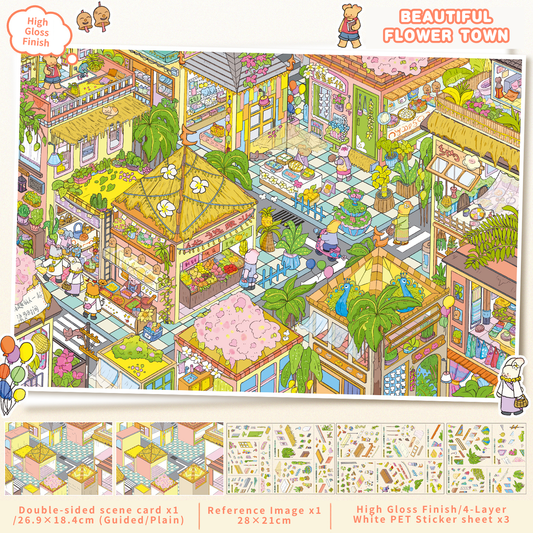 [Beautiful Flower Town] Midi Series Isometric Scene Stickers