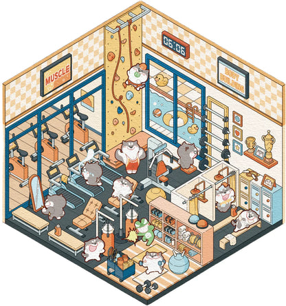 [Gymnasium] Isometric Miniature Scene Stickers - Cozy Sticker Room