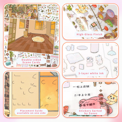 [Cat Room Story] Midi Series Isometric Scene Stickers