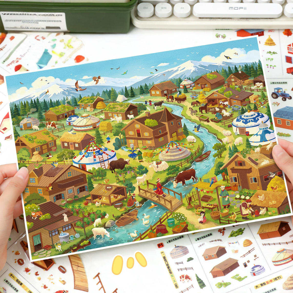 [Mongolian Grassland] XL Series Isometric Scene Stickers